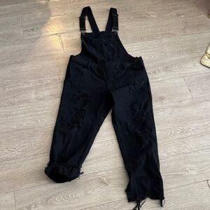 Signature8 Black Distressed Overalls